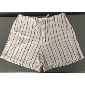 Definitions Shorts By D Jeans Women's Large White/Black Striped Linen Blend 4.5"